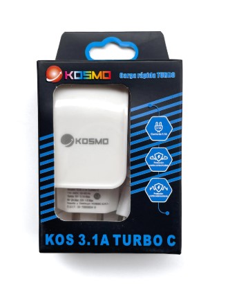 CARGADOR CARGA RÁPIDA TURBO 3.1A KOSMO CONECTOR TIPO C